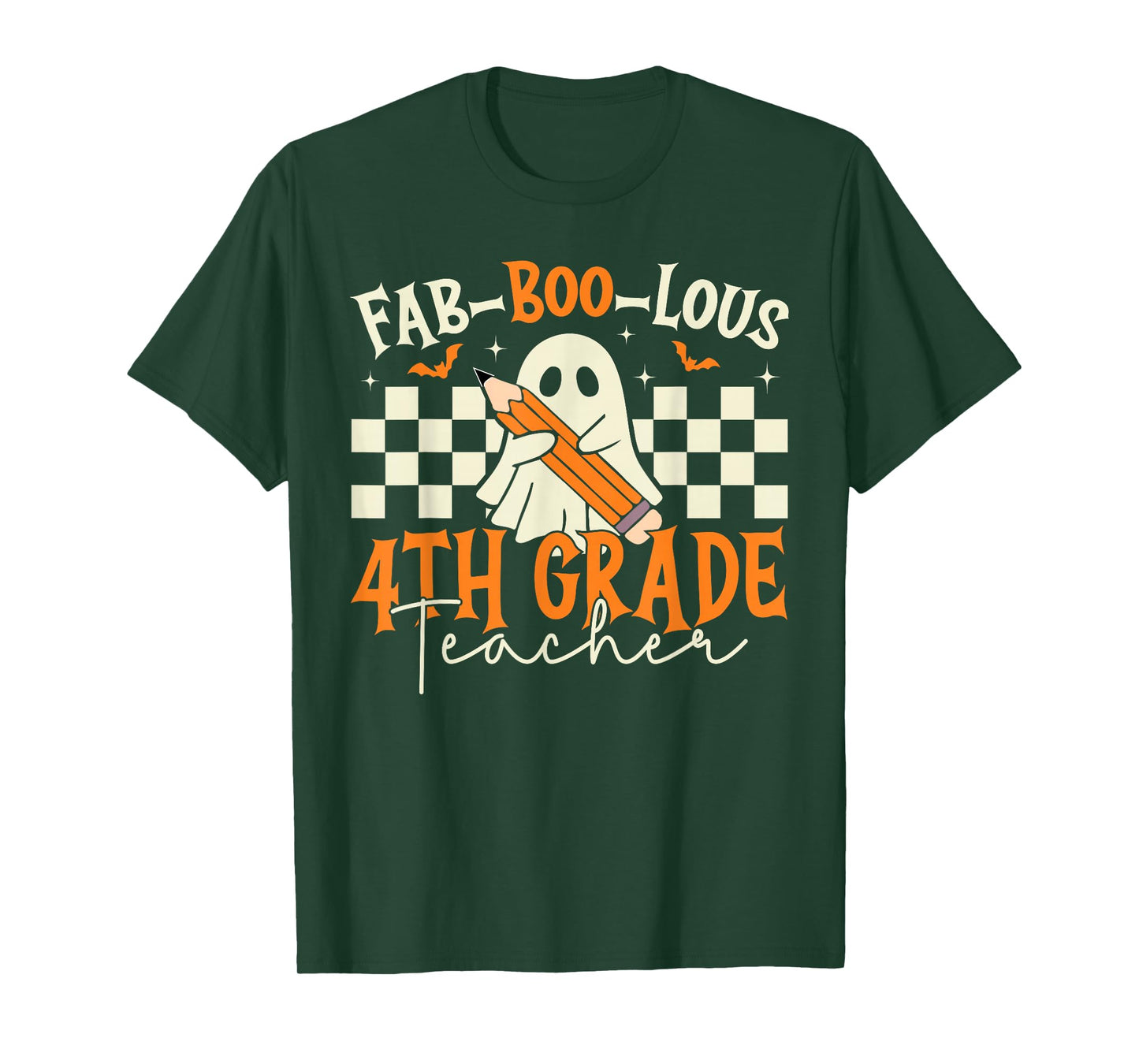Fab Boo Lous 4th Grade Teacher Retro Ghost Spooky Halloween T-Shirt