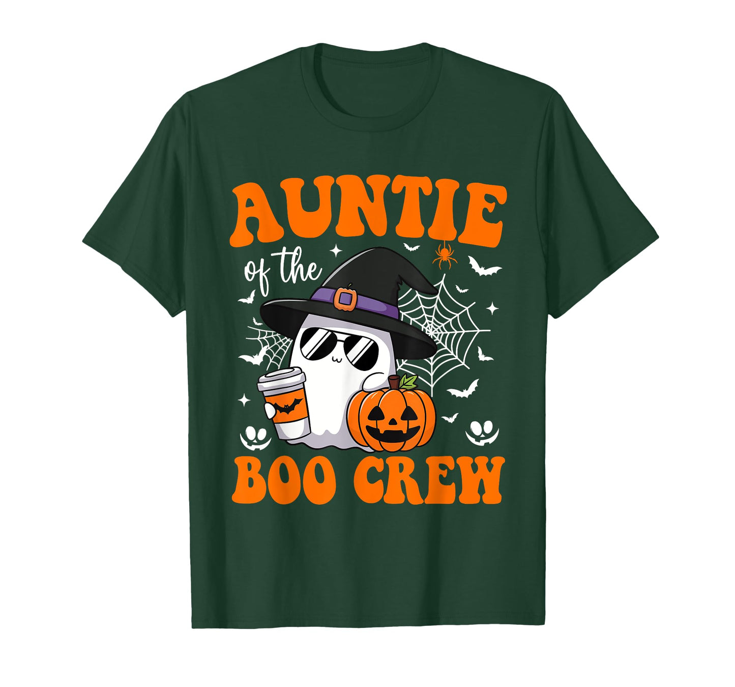 Auntie Boo Crew Groovy Ghost Matching Family Halloween T-Shirt