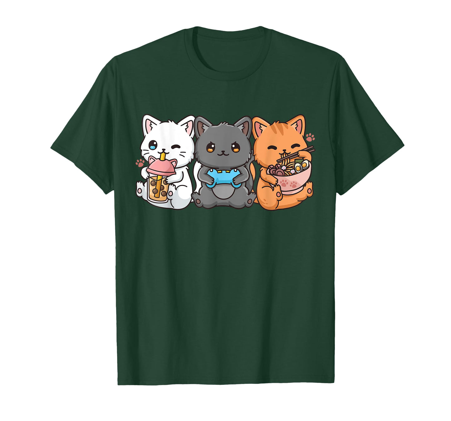 Anime Boba Tea Bubble Tea Gaming Gamer Ramen Cat T-Shirt