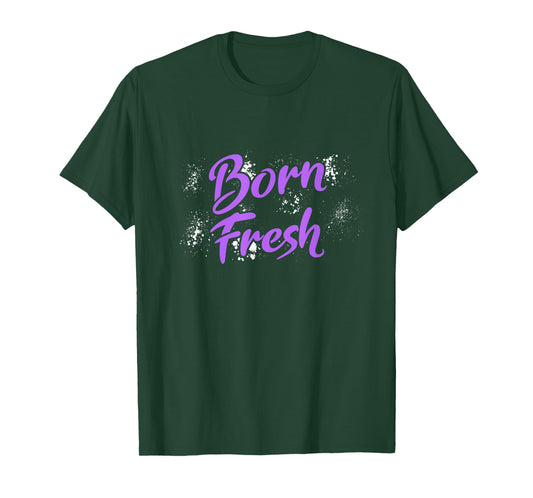 Purple Born Fresh Purple Color Graphic T-Shirt, Small, Black