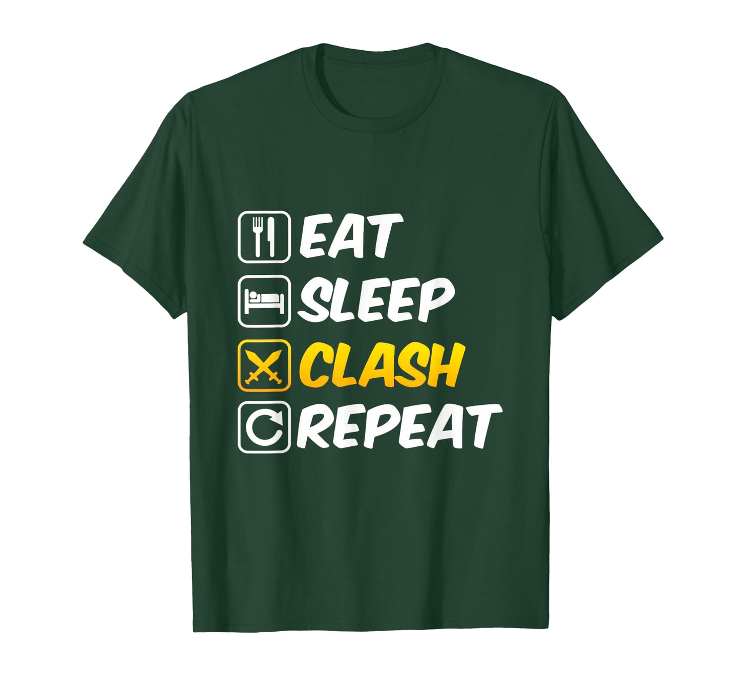 Eat Sleep Clash Repeat Swords Clan Mobile Gaming T-Shirt