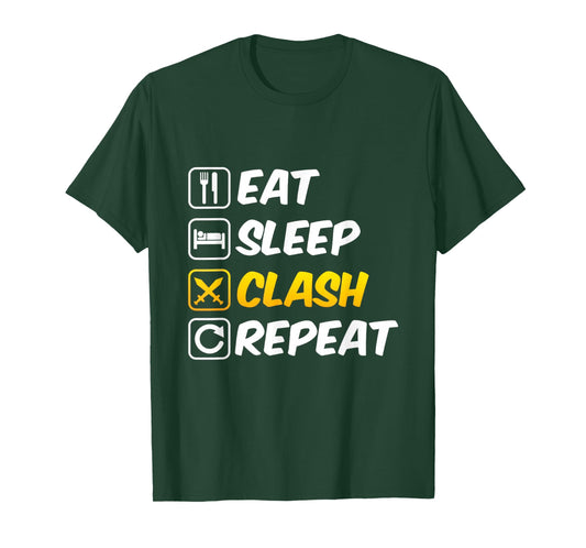 Eat Sleep Clash Repeat Swords Clan Mobile Gaming T-Shirt