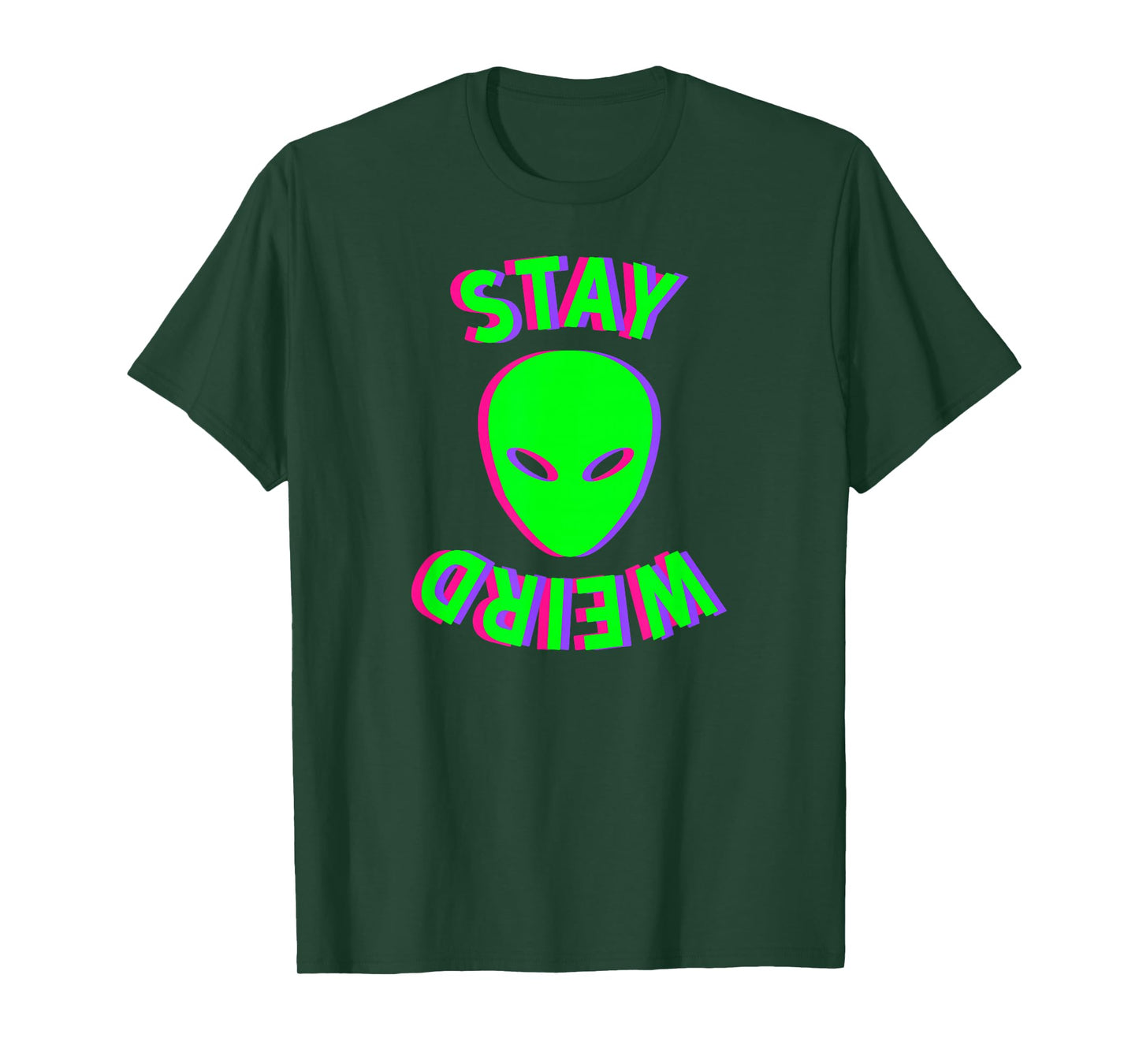 Awesome Stay Weird Alien Face Glitch UFO Extraterrestrial T-Shirt