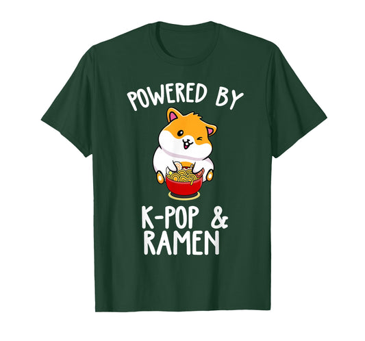 Powered by Anime & Ramen Cute Kpop Music Anime Lover T-Shirt