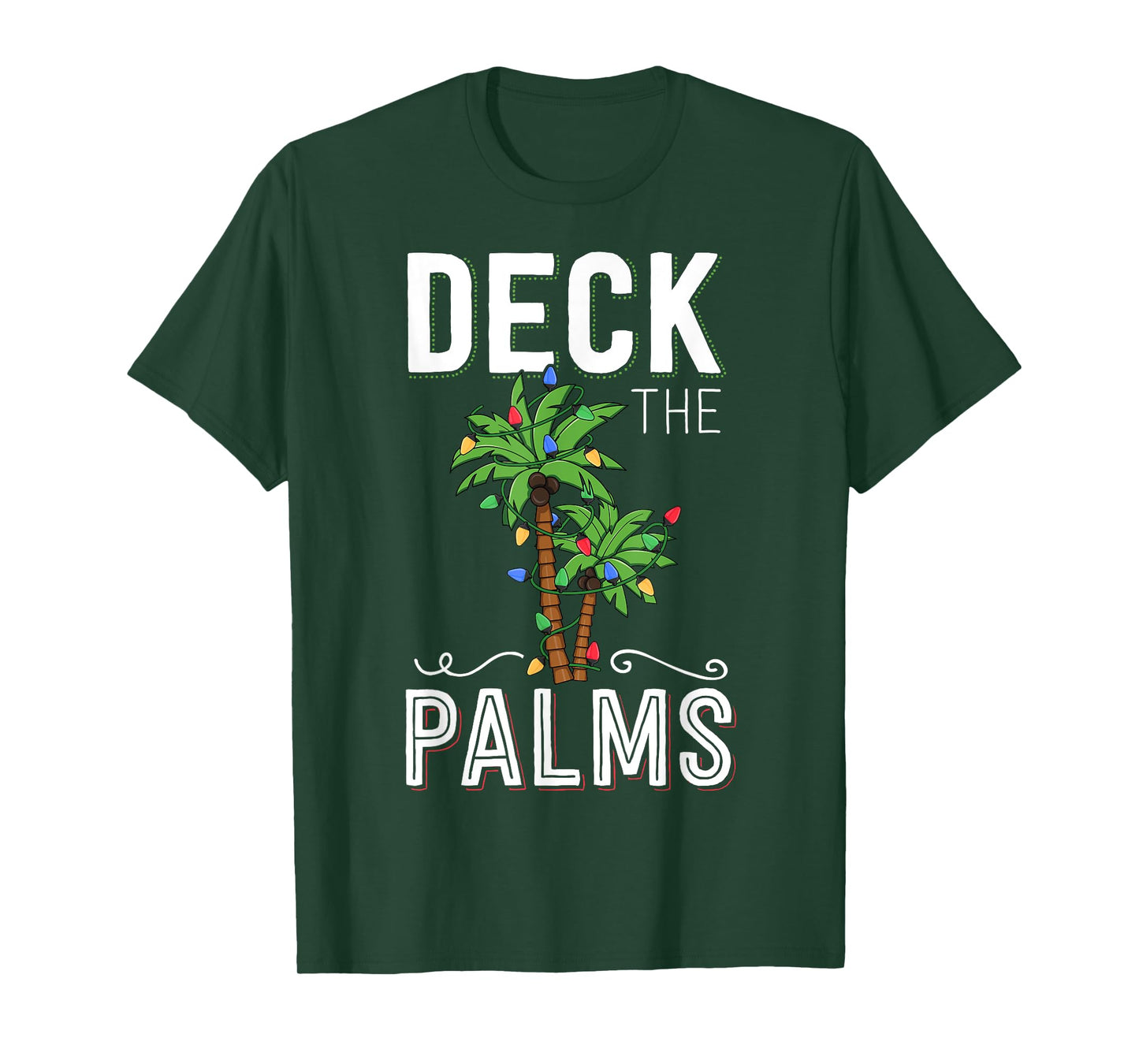 Deck The Palms Tropical Hawaii Christmas Palm Tree Lights T-Shirt
