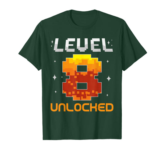 Level 8 Unlocked 8th Birthday Eight Years Old Gamer Gaming T-Shirt