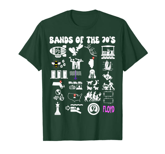 Funny Nerdy Iconic Pop Rock Bands of the 70s White T-Shirt