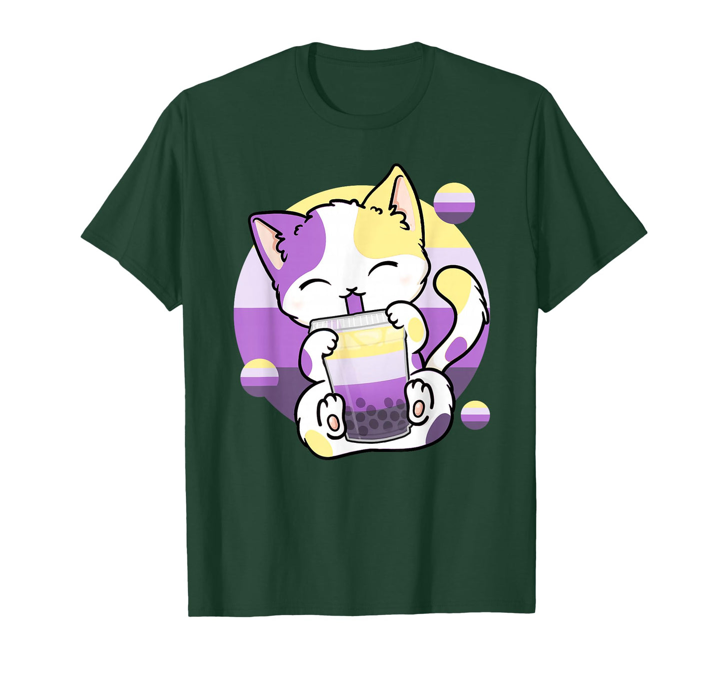 Cat Boba Tea Bubble Tea Anime Kawaii Neko Non-Binary Kitten T-Shirt