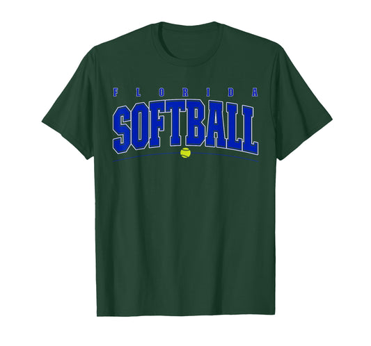 Florida Softball Vintage Mens Kids Team Retro Softball Fan T-Shirt