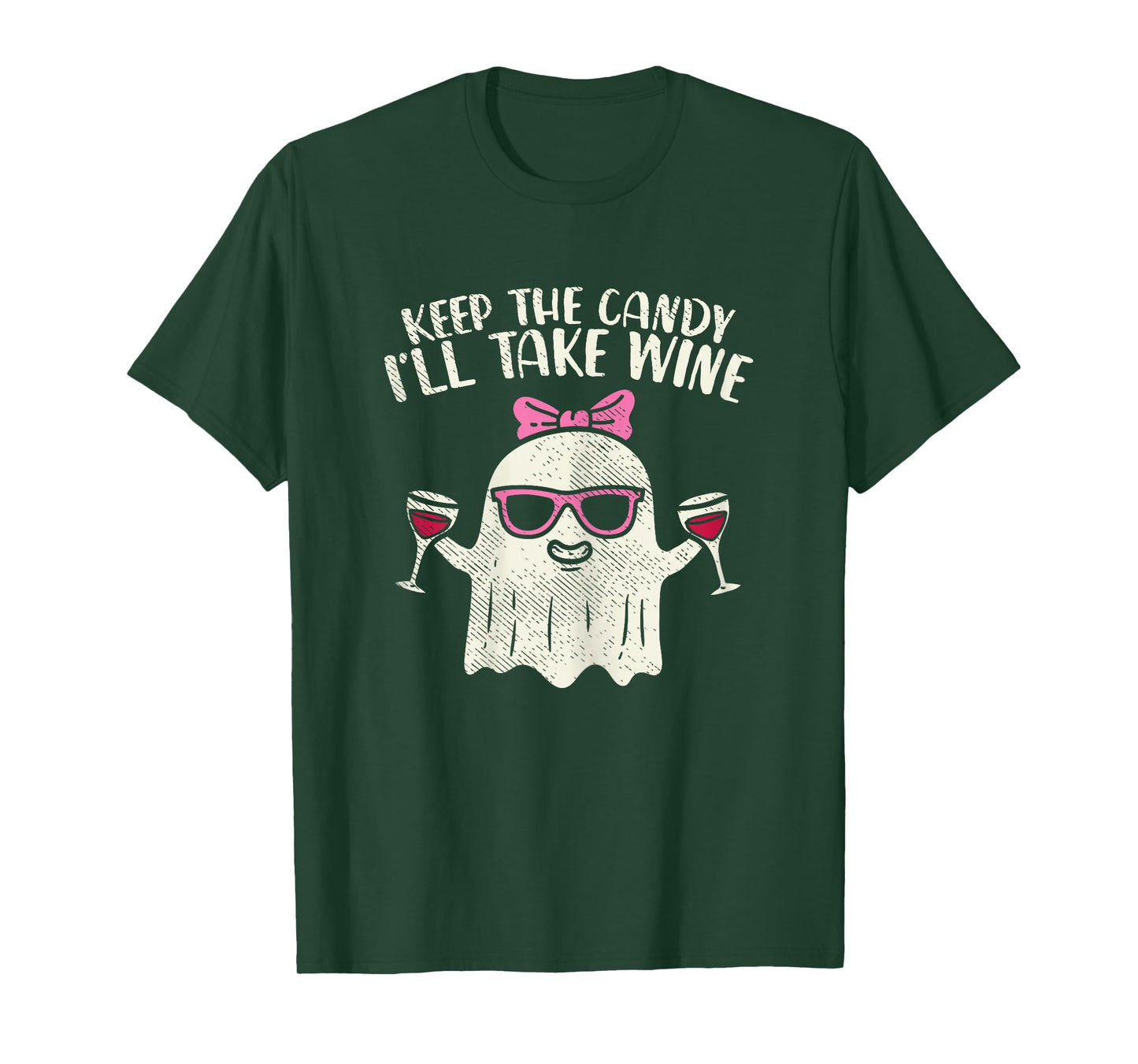 Keep Candy Ill Take Wine Ghost Funny Halloween Drinkin Women T-Shirt