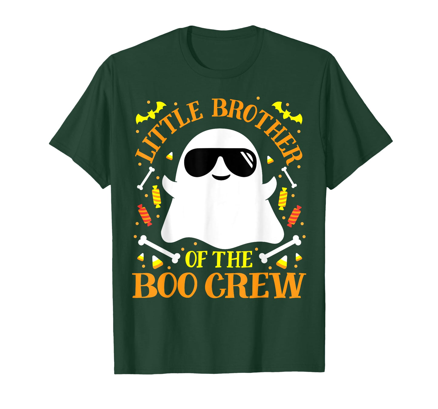 Little Brother Boo Crew Ghost Matching Family Boys Halloween T-Shirt