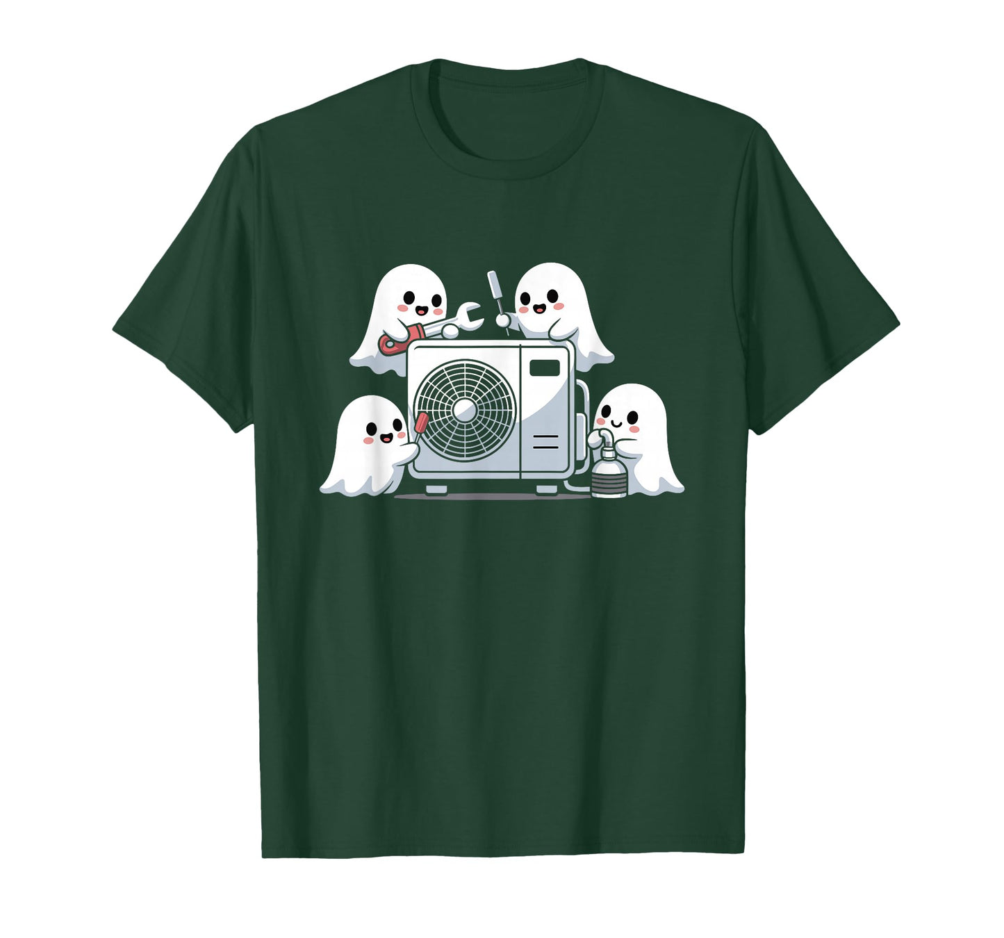 HVAC Tech Ghost Halloween Costume Spooky Technician Worker T-Shirt