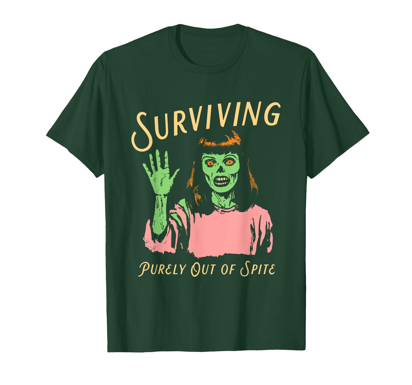 Surviving Purely Out of Spite Retro Zombie Halloween T-Shirt