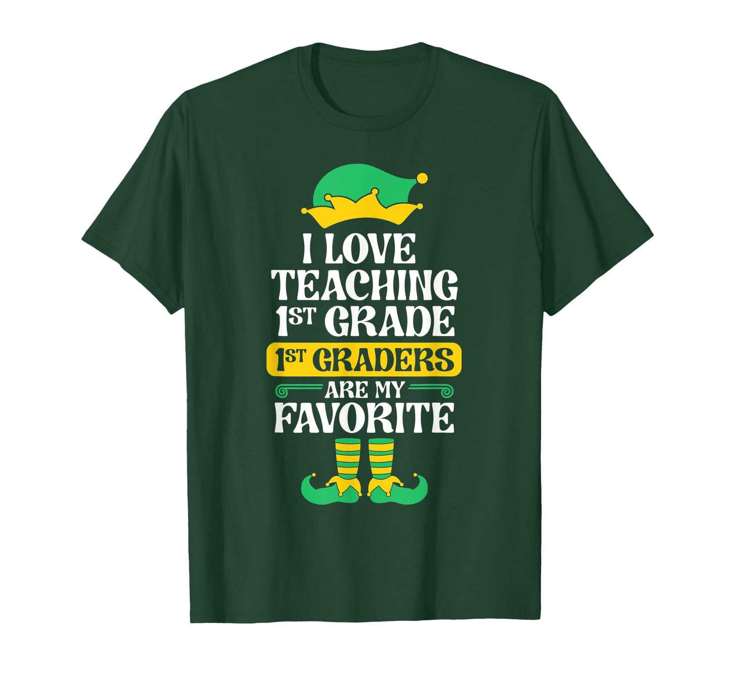 1st Grade Teacher Elf Christmas School Party I Love Teaching T-Shirt