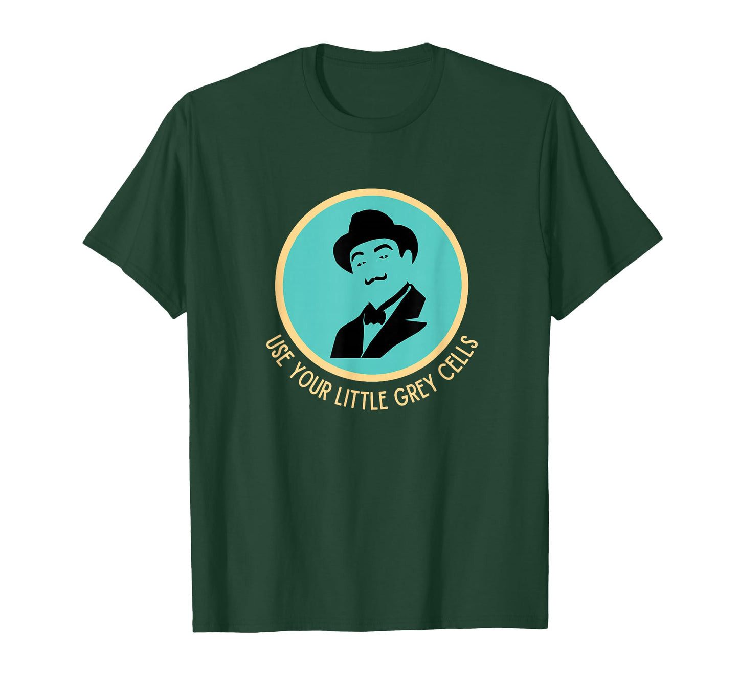 Poirot Use Your Little Grey Cells Hat Mustache Vintage Blue T-Shirt