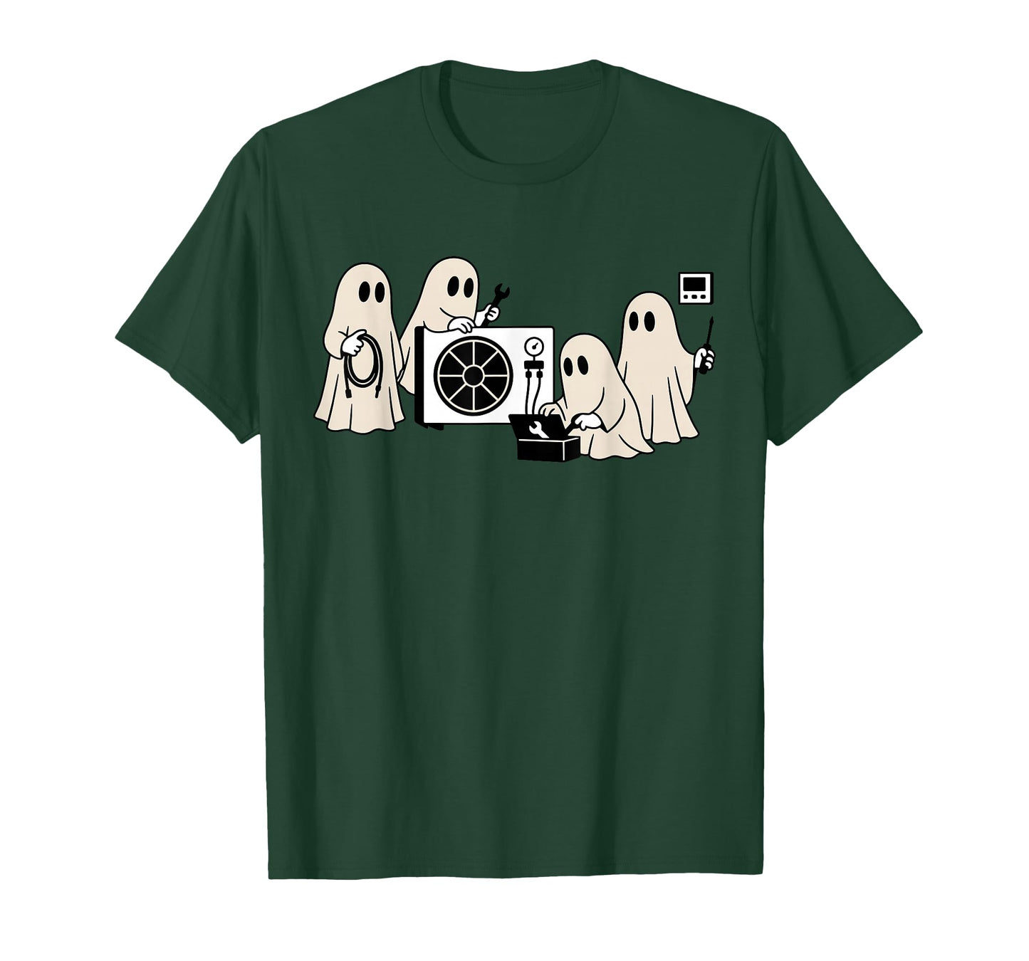 HVAC Halloween Cute Boo Construction Worker Ghost Worker T-Shirt
