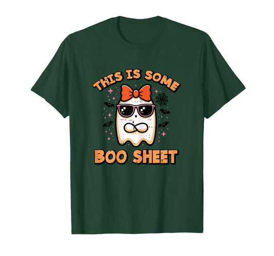 Halloween Ghost Bow Boo Sheet Funny Costume Pun Women Teens T-Shirt