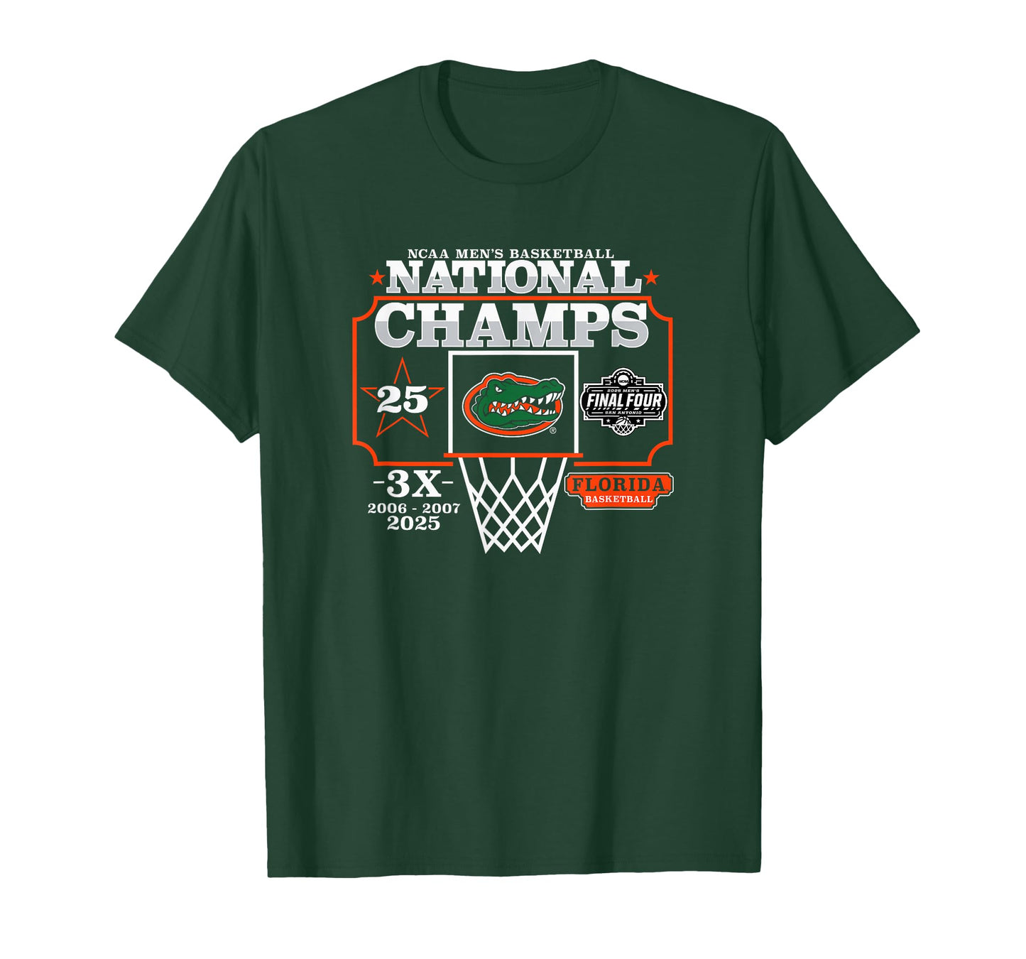 Florida Gators National Champs 2025 Men's Basketball 3X Blue T-Shirt