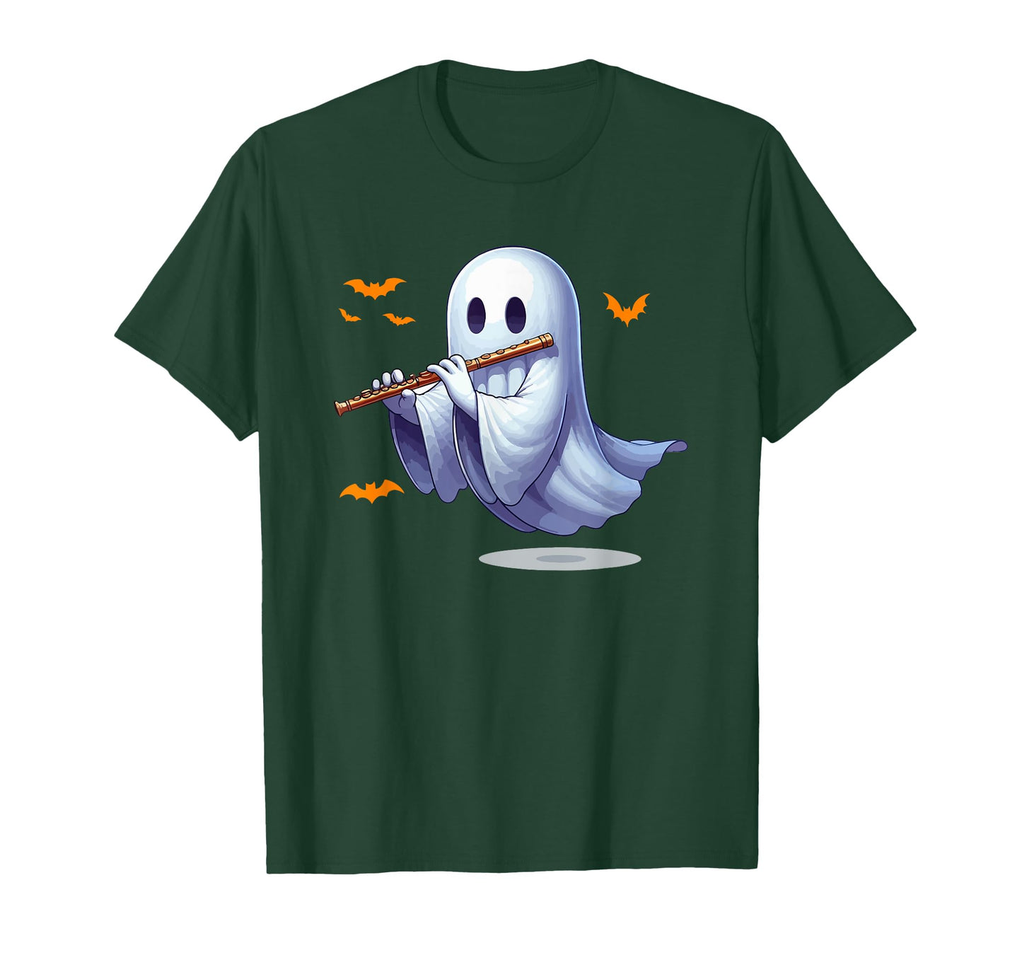 Boo Ghost Playing Flute Halloween Musical Instrument T-Shirt
