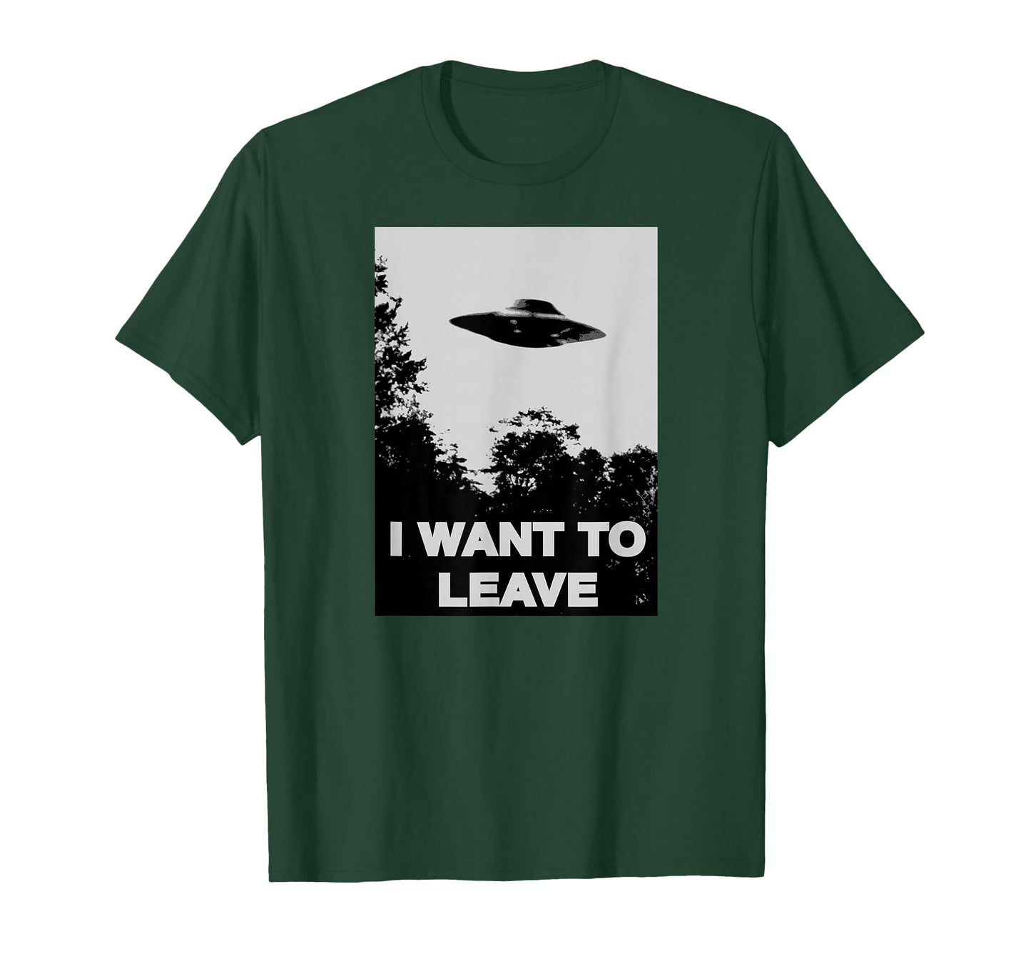 I WANT TO LEAVE UFO Cult Mulder Inspired Alien Tee T-Shirt