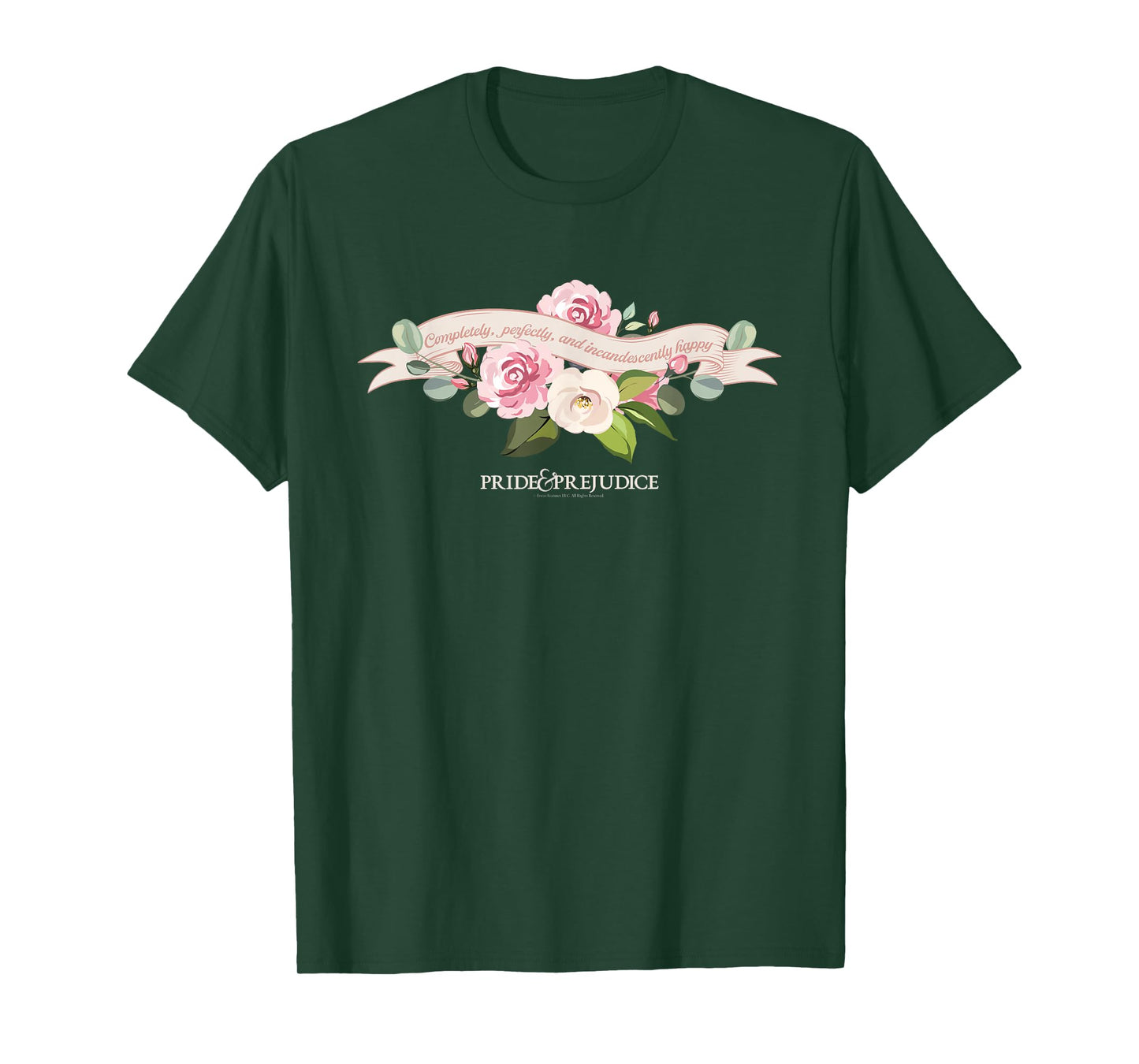 Pride & Prejudice Ribbons and Floral Banner T-Shirt