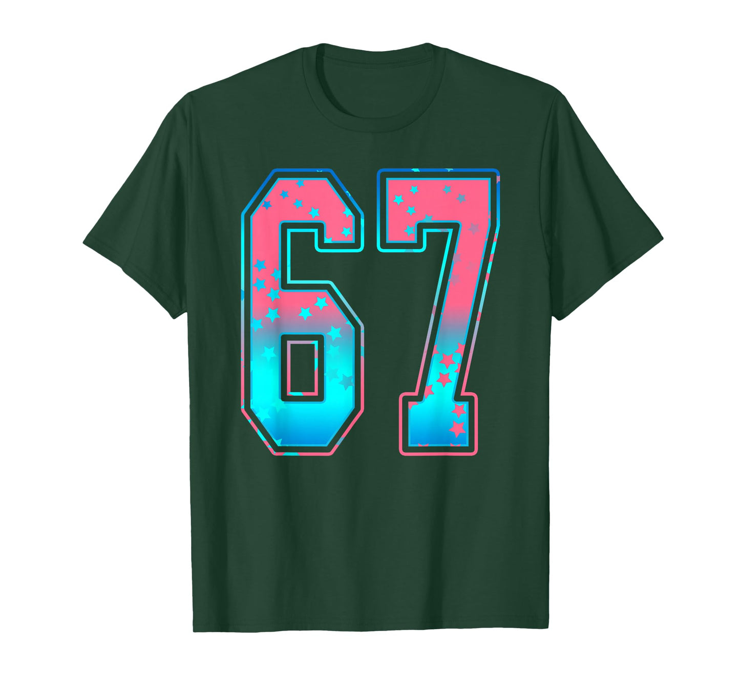 Pink and Cyan Blue Number 67 Jersey Player Uniform #67 Fan T-Shirt