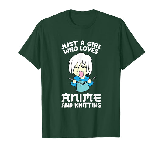 Anime Knitting Girl Just a Girl Who Loves Anime And Knitting T-Shirt