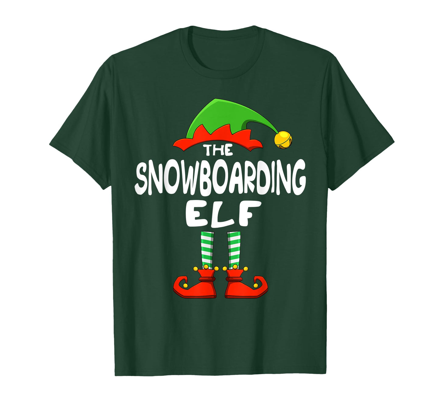 The Snowboarding Elf Funny Matching Family Christmas T-Shirt