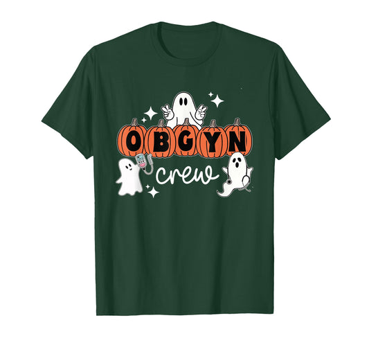 Halloween OBGYN Crew Ghost Obstetrics Nurse Squad Pumpkin T-Shirt