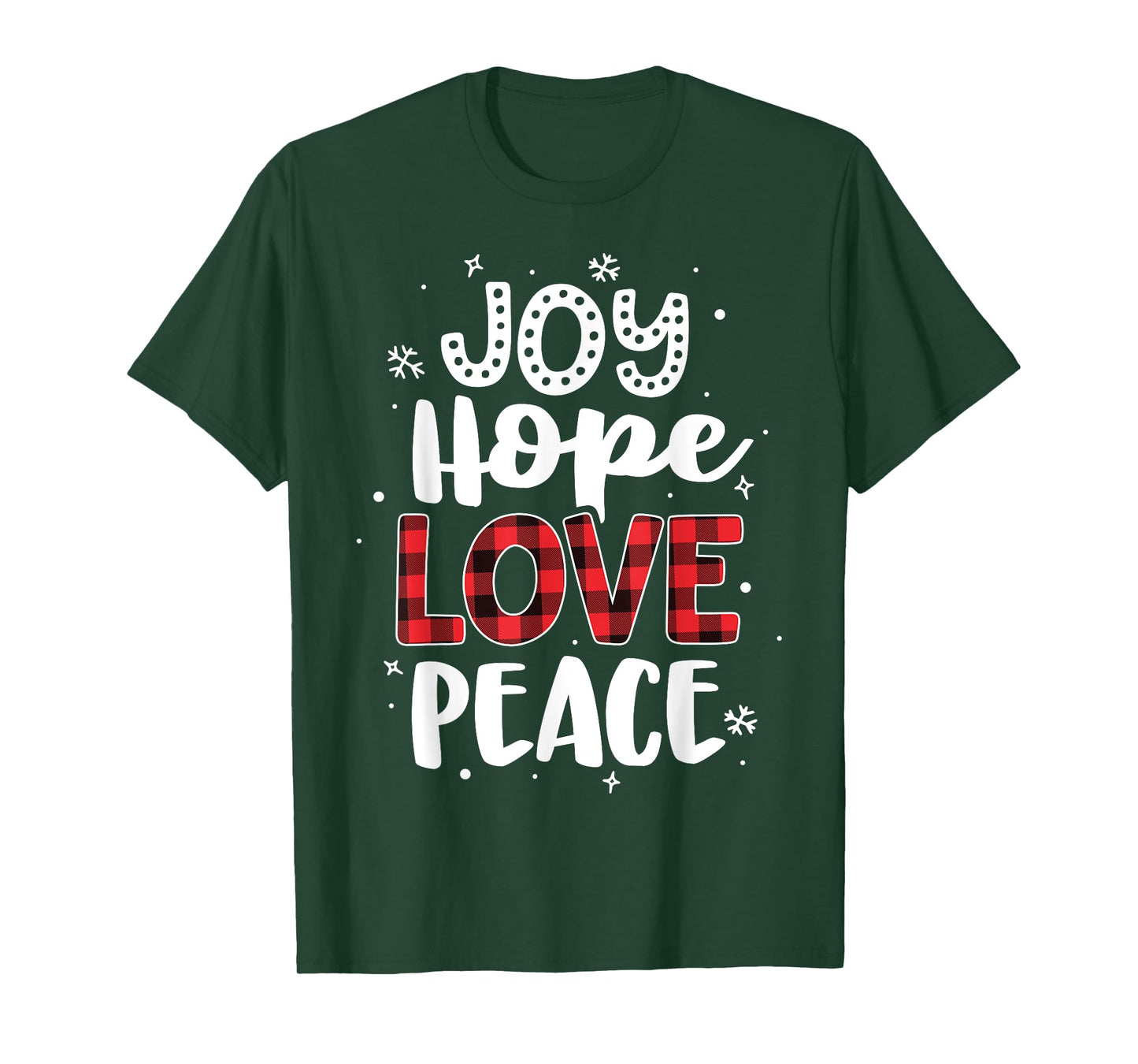 Joy Hope Love Peace Red Buffalo Plaid Christmas Mom Women T-Shirt