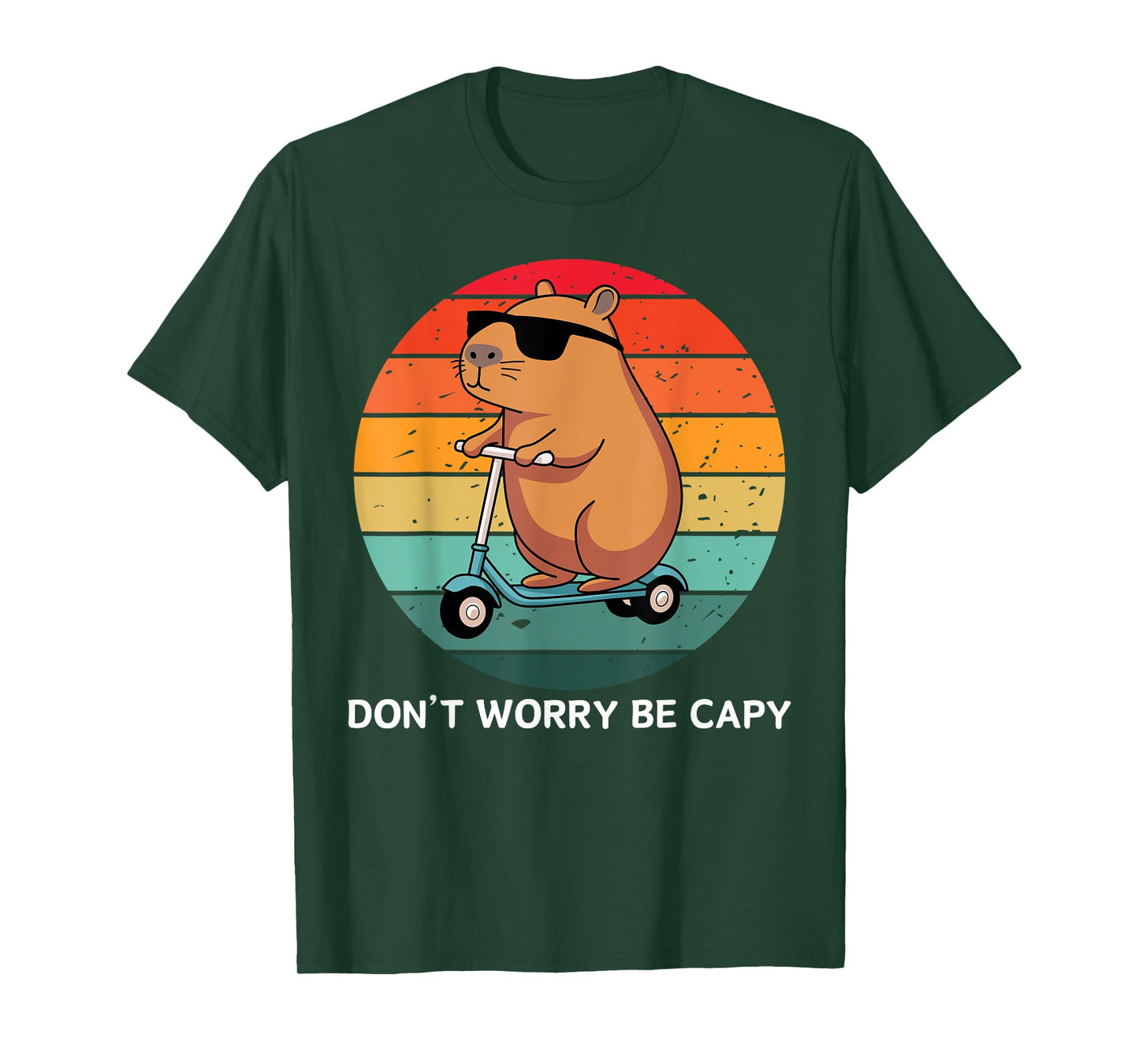 don't worry be capy funny capybara retro sunset T-Shirt