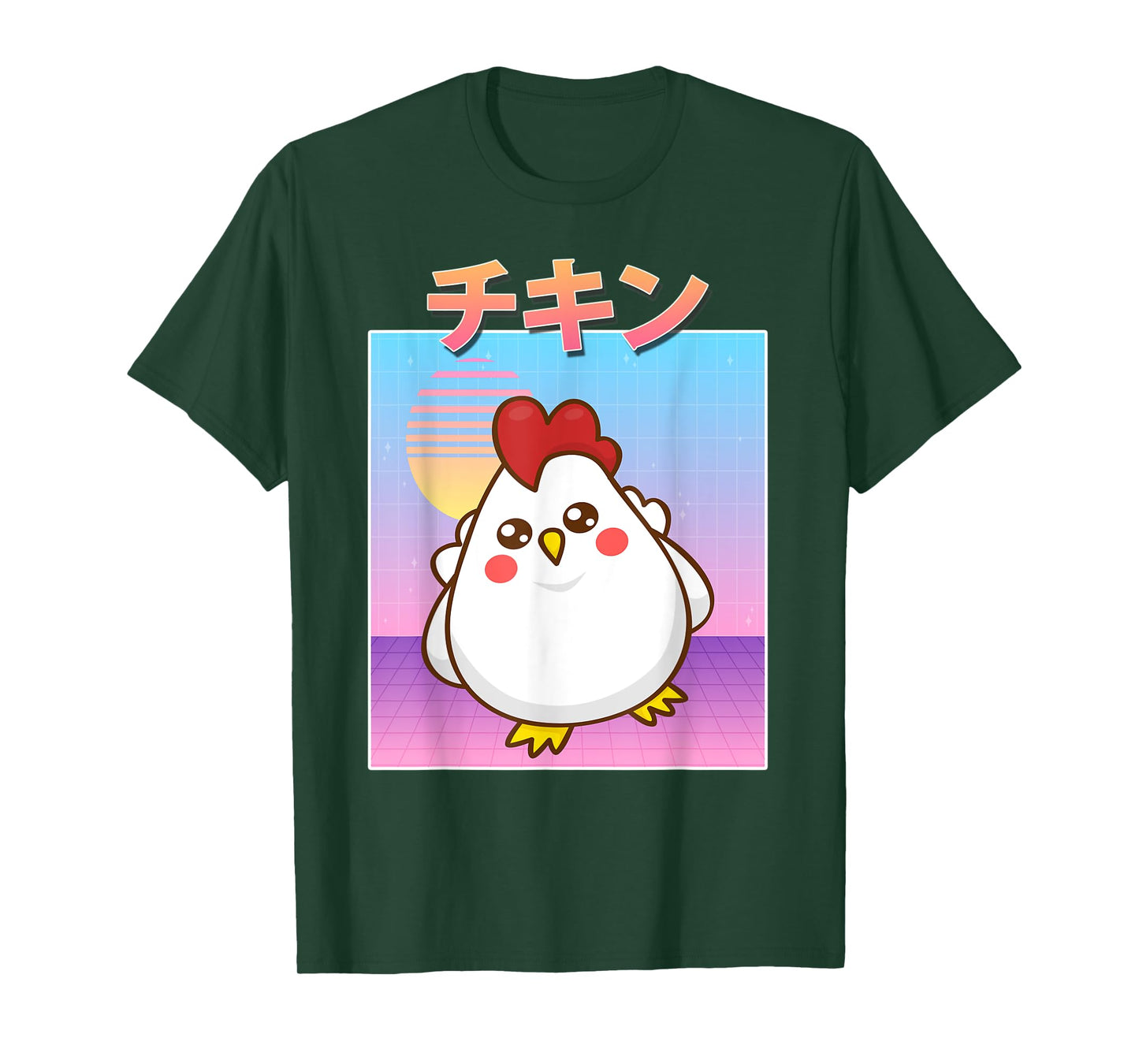 Funny Chicken Retro 90s Japanese Kawaii Chicken Carton Style T-Shirt
