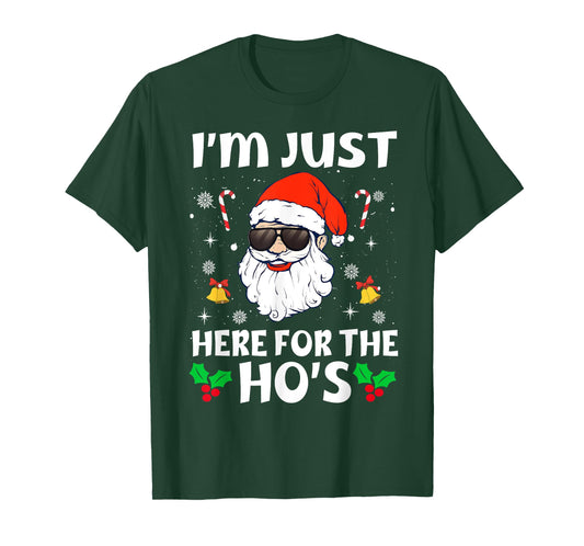 Im Just Here For The Hos Inappropriate Christmas Adult Funny T-Shirt