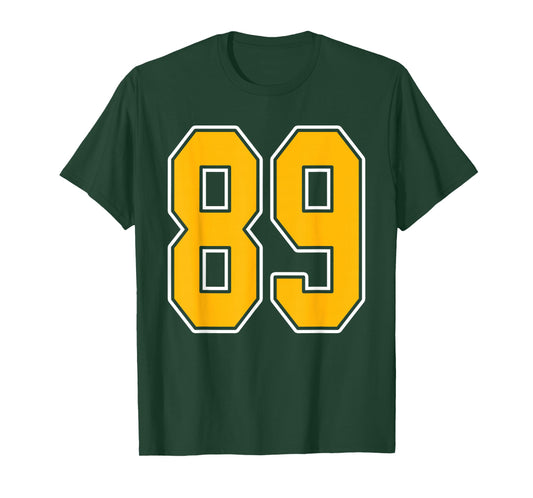Gold and White Sports Number 89 Jersey Uniform Player T-Shirt