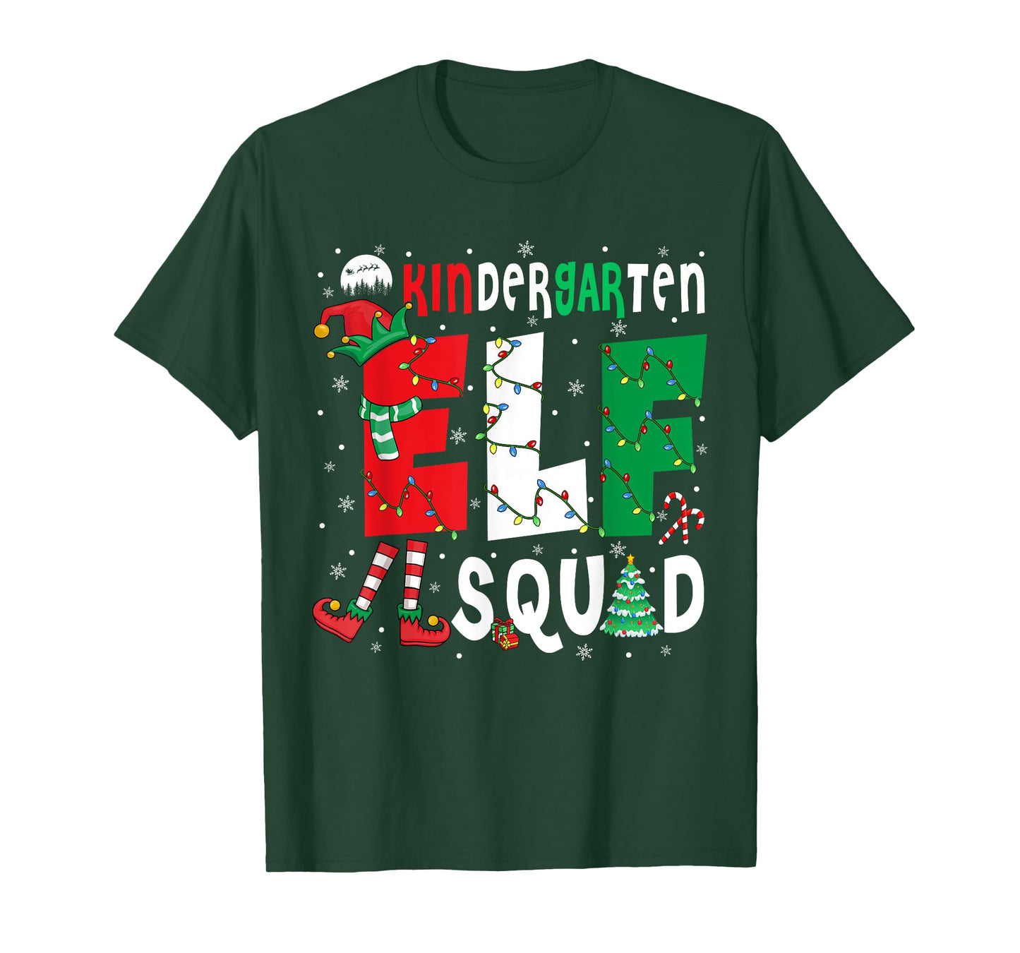 Kindergarten Elf Squad Christmas Elf Costume Student Teacher Men Women Kids T-Shirt