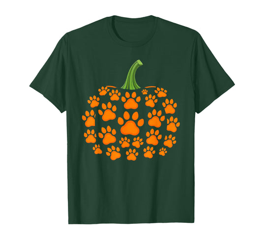 Pumpkin Paw Print Halloween Cute Dog Lover T-Shirt