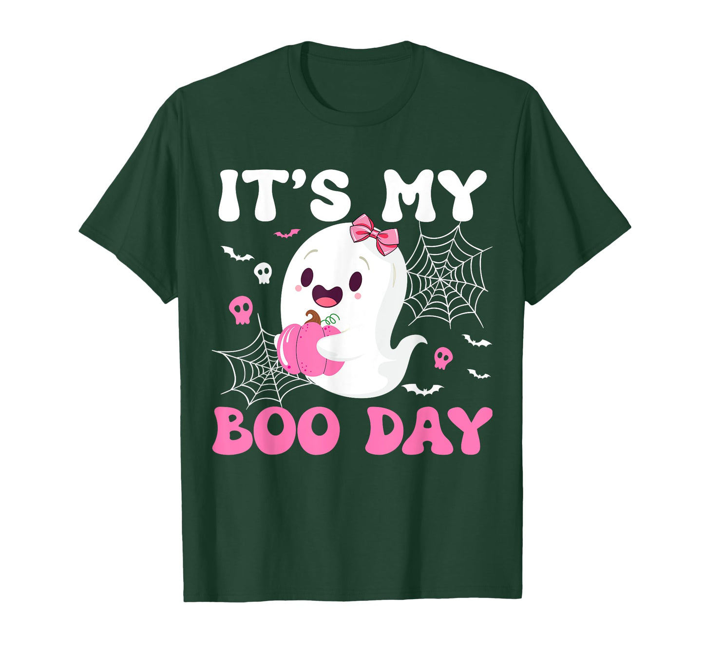Cute ghost Pink bow Its my boo day Halloween T-Shirt