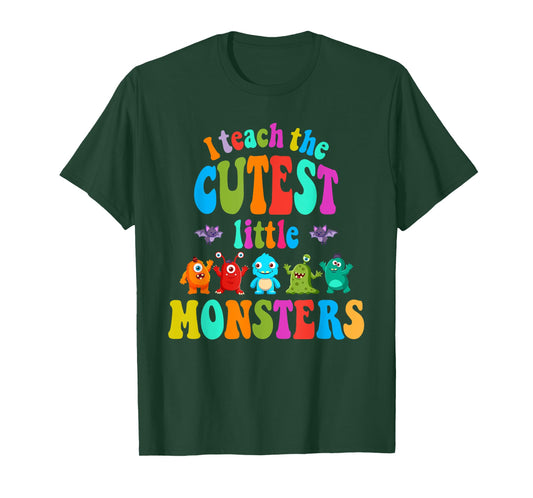 I Teach the Cute Little Monsters Halloween Costume T-Shirt for Men Women Kids