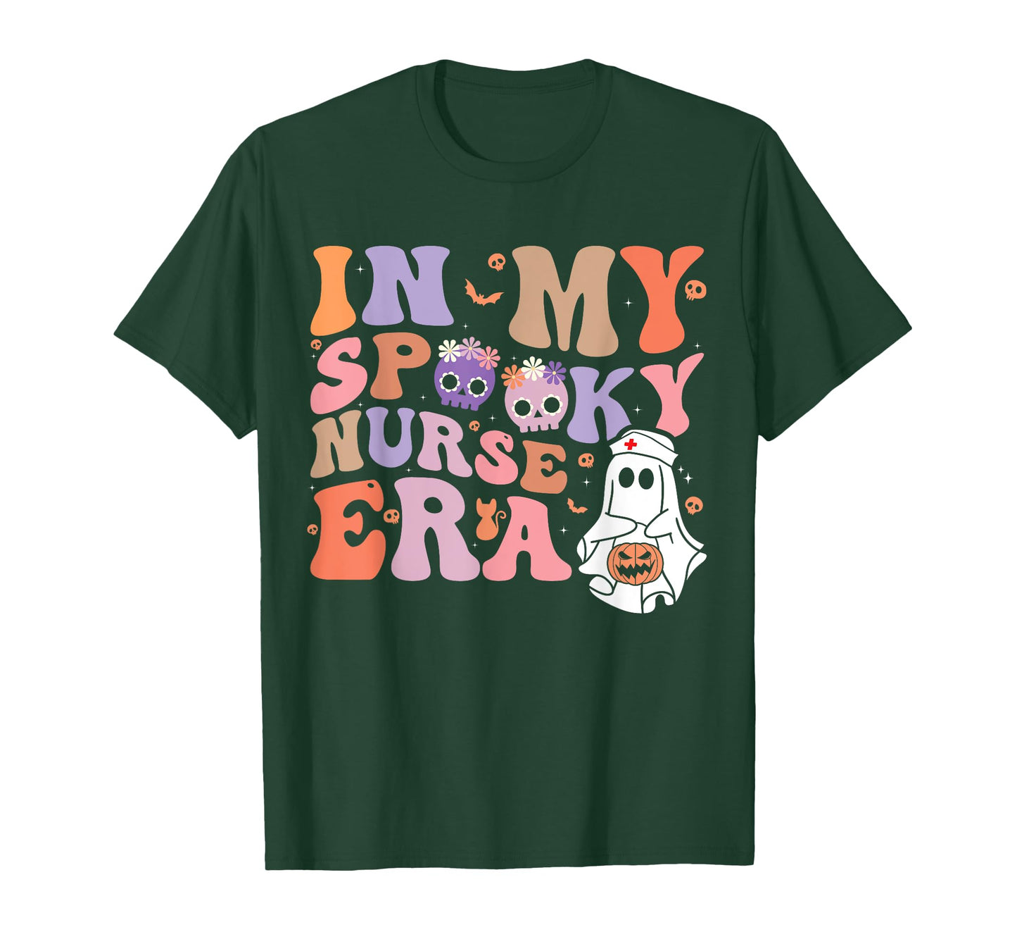 Retro Groovy Halloween In My Spooky Nurse Era Scary RN T-Shirt