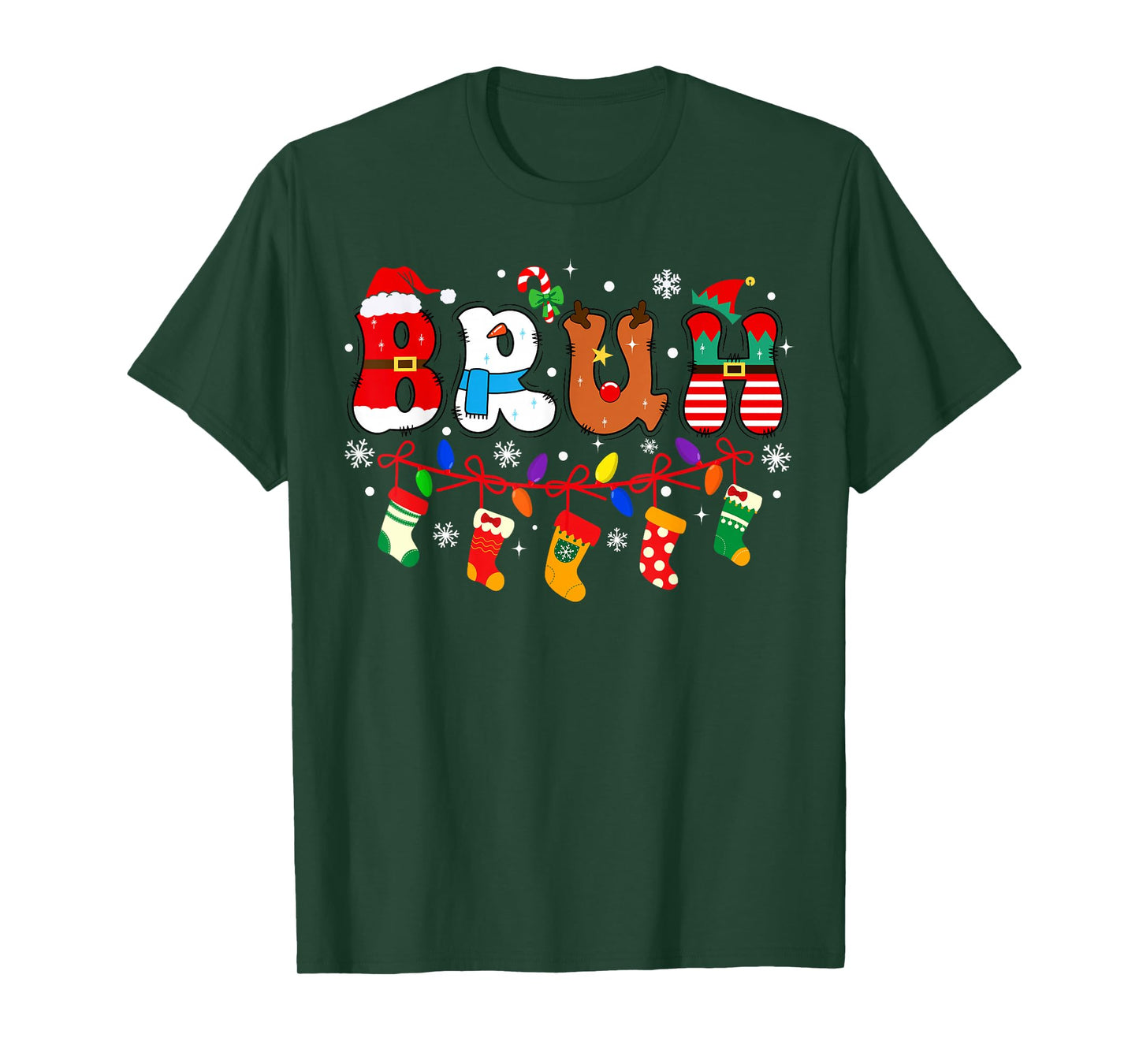 Bruh Funny Christmas Teens Boys Kids Xmas Pajamas 2025 T-Shirt