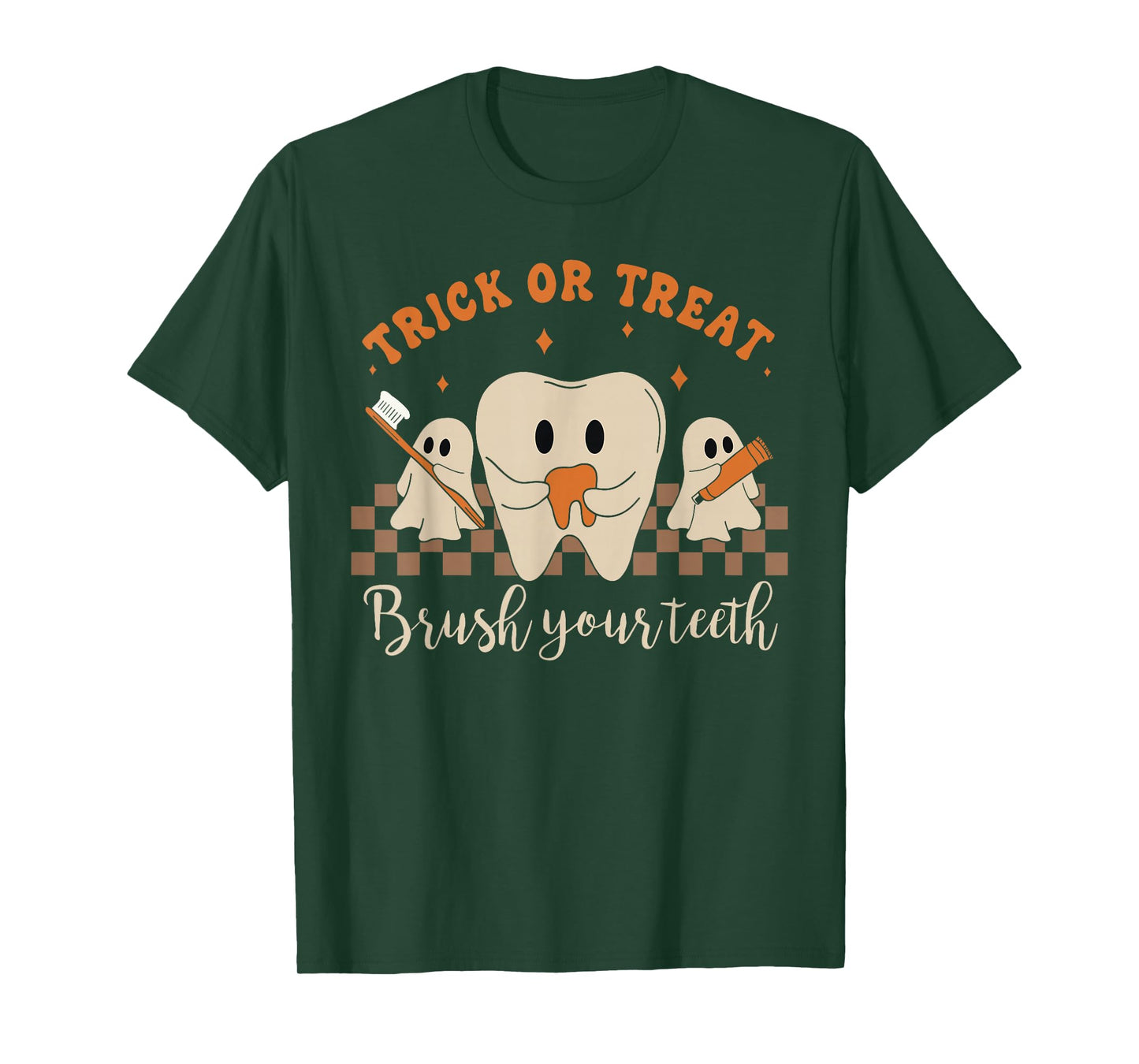 Trick or Treat Brush Your Teeth Cute Halloween Tooth Ghost T-Shirt