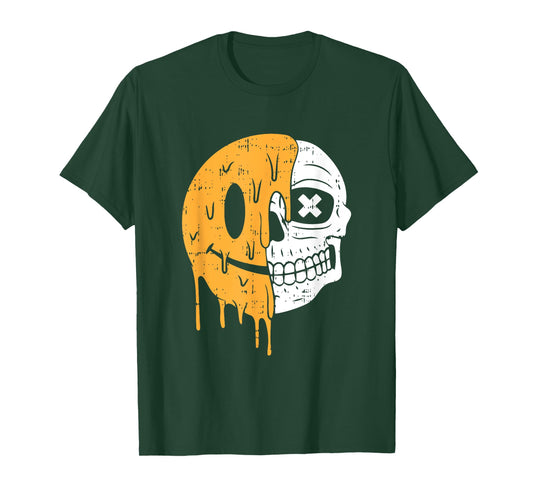 Smile Emoticon Skull Halloween Costume Scary Skeleton Bones T-Shirt