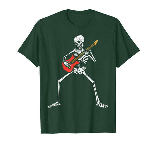 Halloween Skeleton Rocker Guitar Punk Rock Costume Men Women T-Shirt