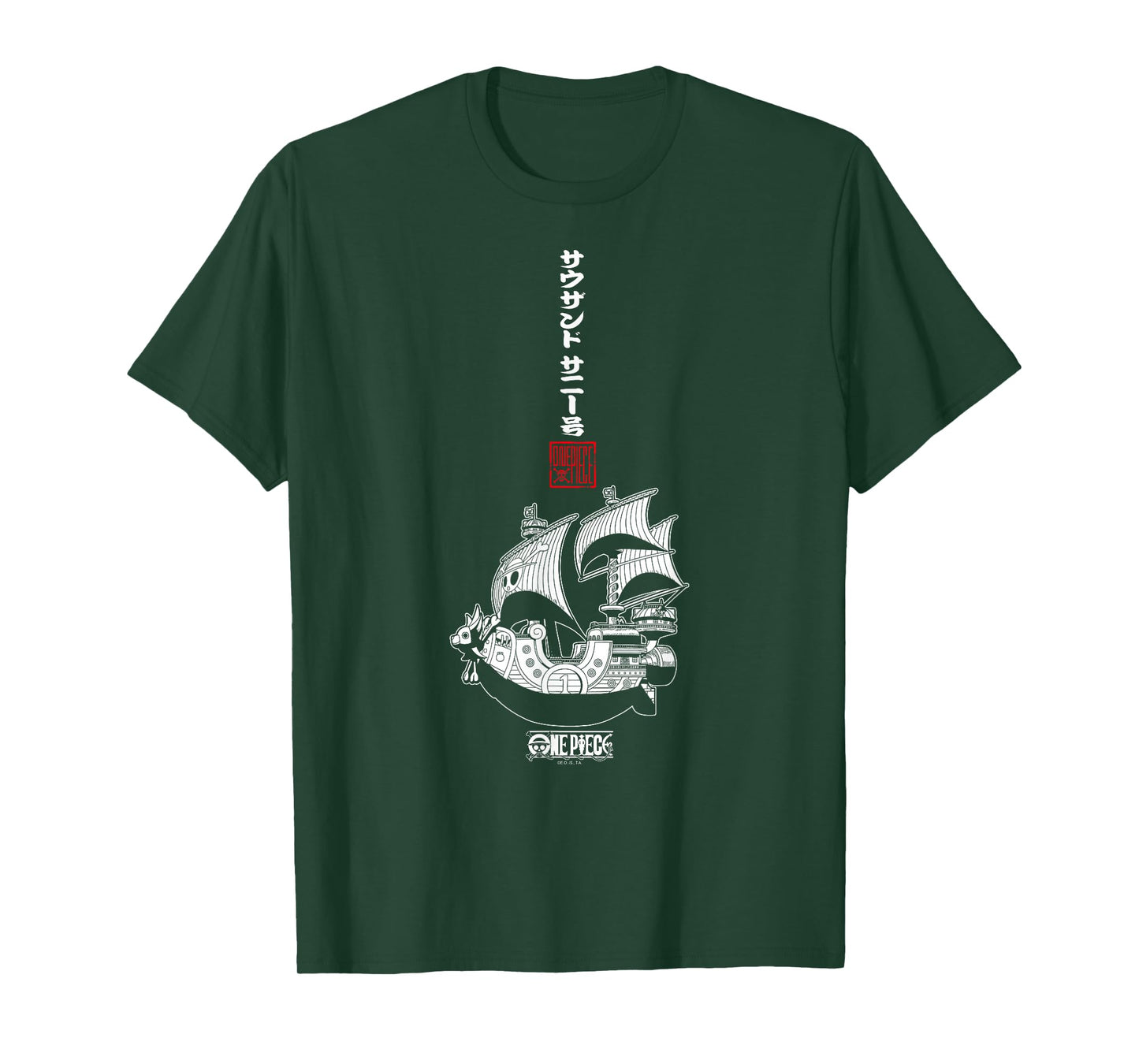 One Piece Anime Vertical Kanji Thousand Sunny Pirate Ship T-Shirt