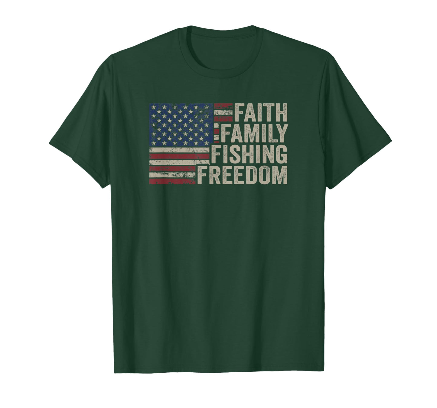 Faith Family Fishing Freedom - Funny Vintage Bass Fisherman T-Shirt