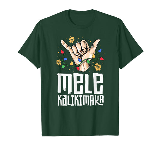 Hawaiian Christmas Shirt Men Mele Kaliki Shaka Kalikimaka T-Shirt
