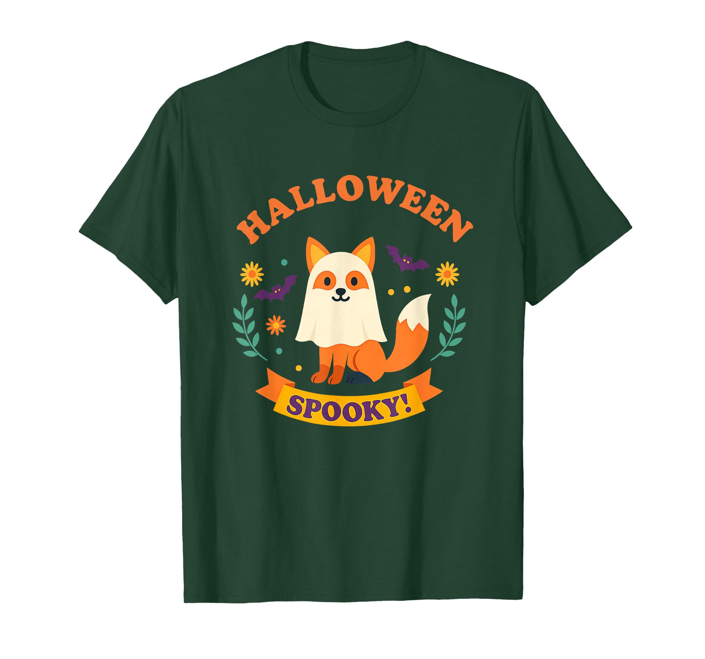 Cute Fox Halloween Spooky Ghost Costume Kids Funny Animal T-Shirt