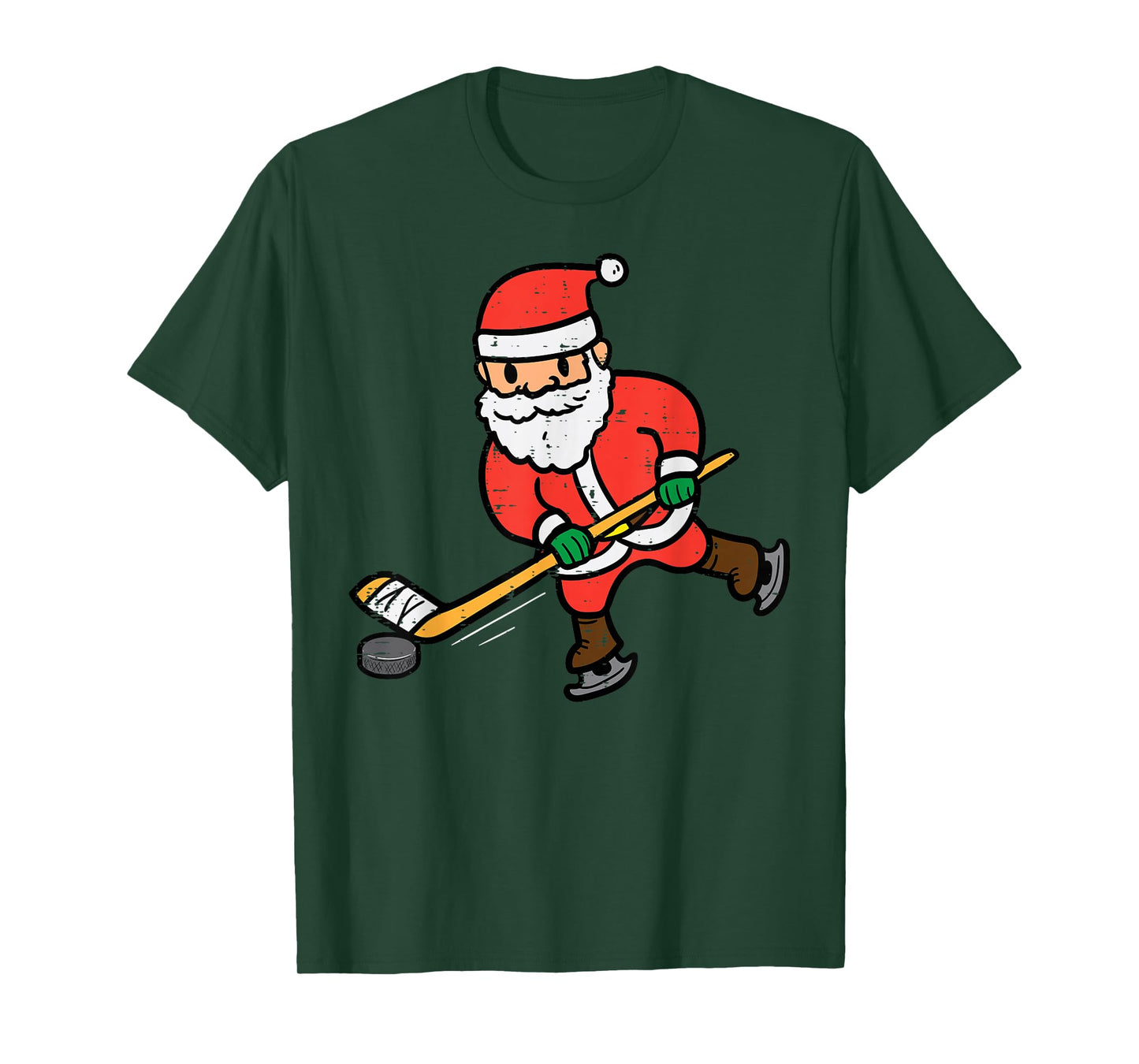 Santa Ice Hockey Christmas Funny Xmas Sports Men Boys Kids T-Shirt