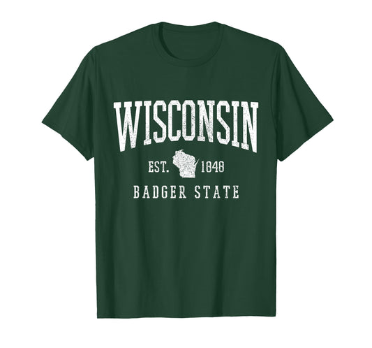 Wisconsin Badger State Est. 1848 State Map Souvenir Gift T-Shirt