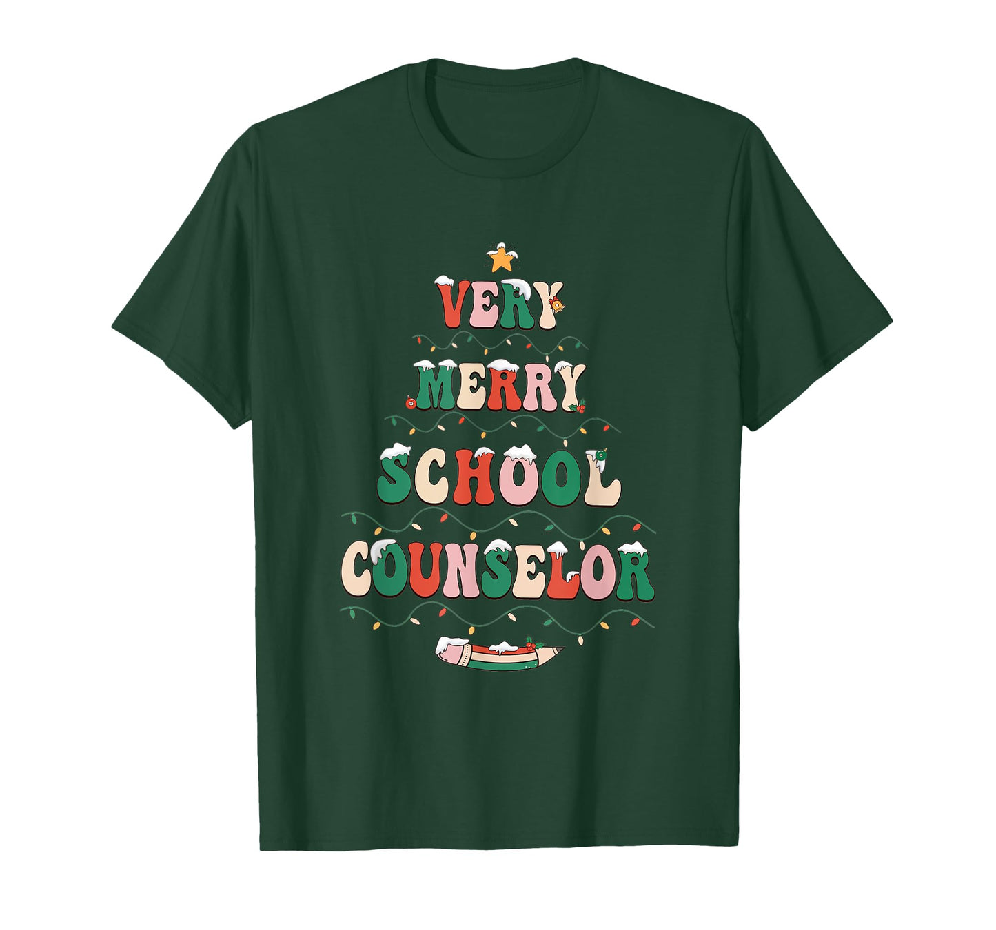 Groovy Very Merry School Counselor Christmas School Women T-Shirt